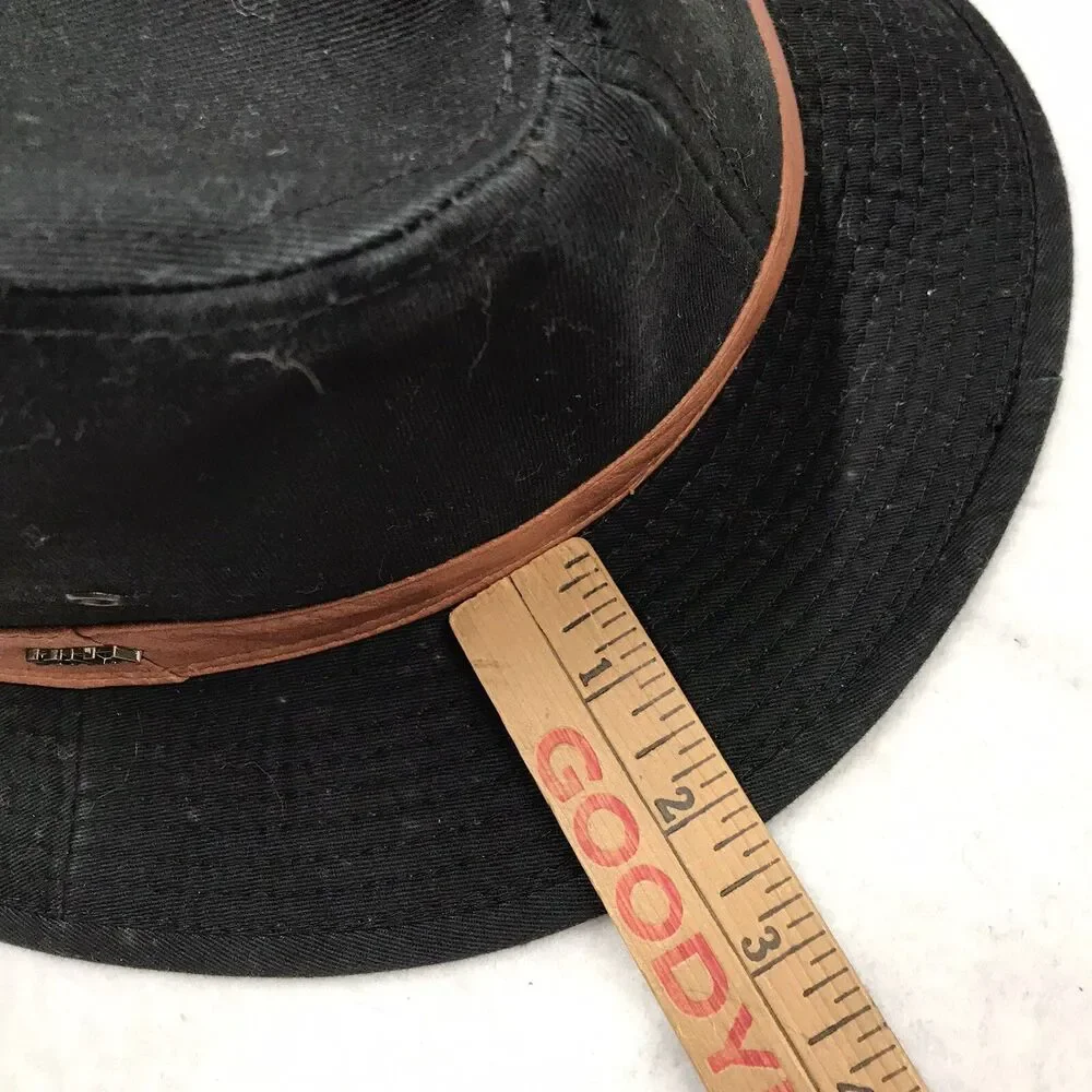 SCALA Classico Cotton Fedora Hat Men M Black Filmcore Leather Band Borsalino
